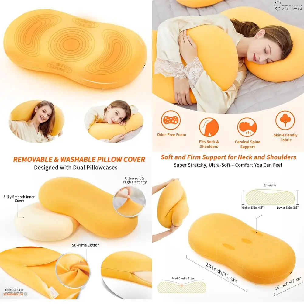 

Эргономичная боковая подушка для сна — пена с эффектом памяти 28x16 для облегчения боли в шее и плечах, ортопедическая поддержка сна на спине и живота