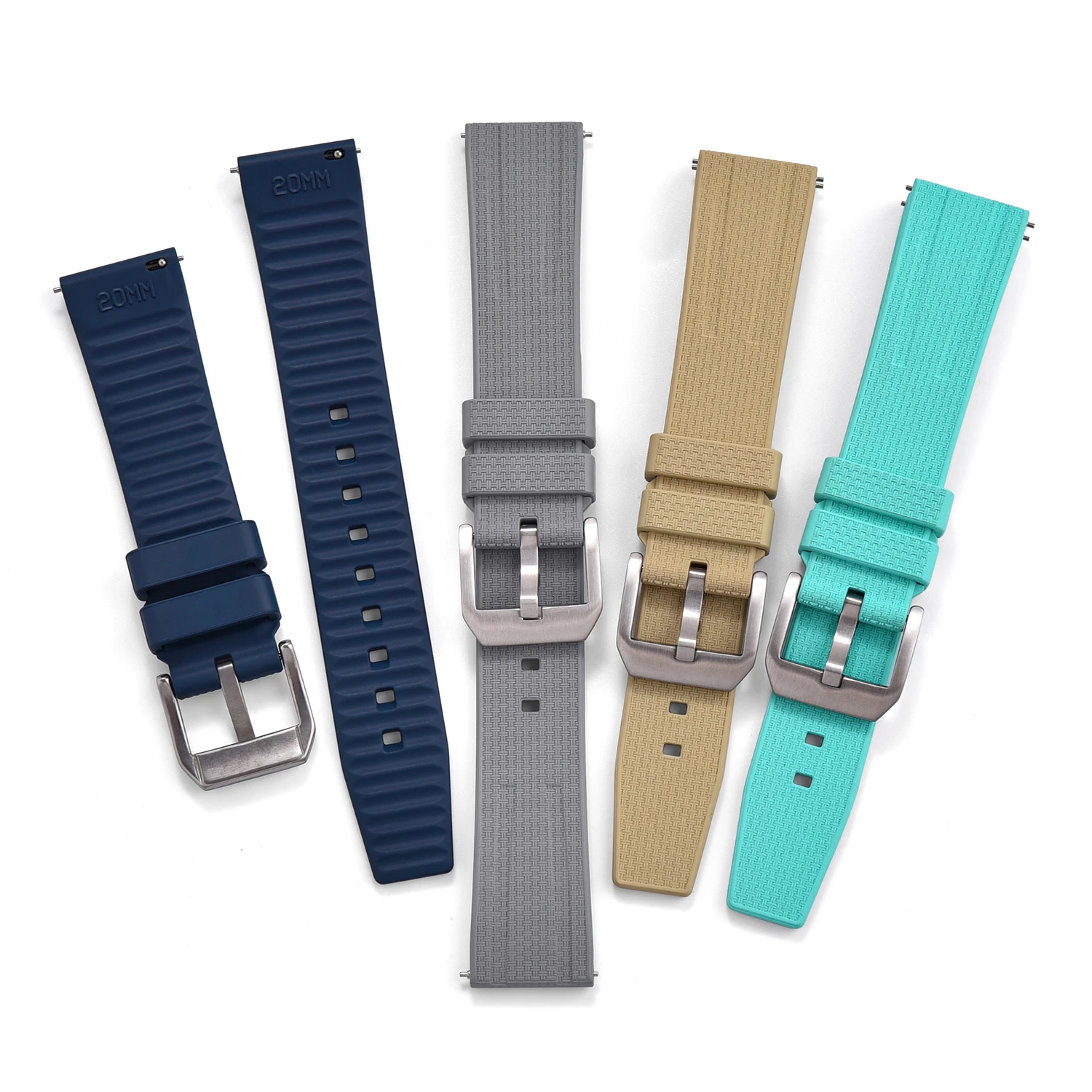 20/22mm Weave Pattern Waterproof Adjustable FKM Fluorine Rubber Watch Strap Quick Release Band