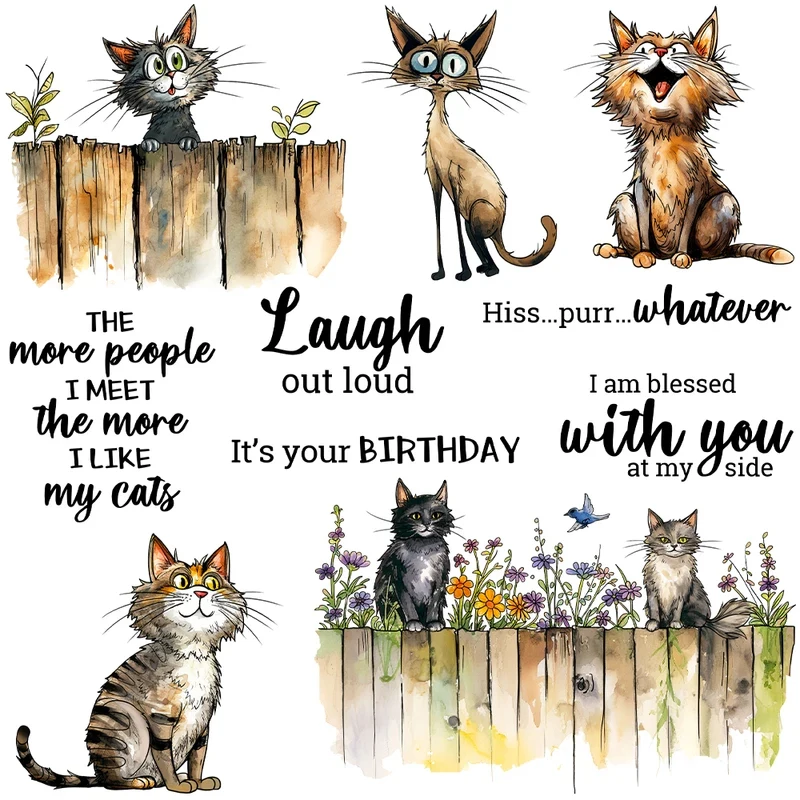 

Cute Cats And Flowers Cutting Dies Clear Stamp DIY Scrapbooking Supplies Metal Dies Silicone Stamp Cards Albums Decor