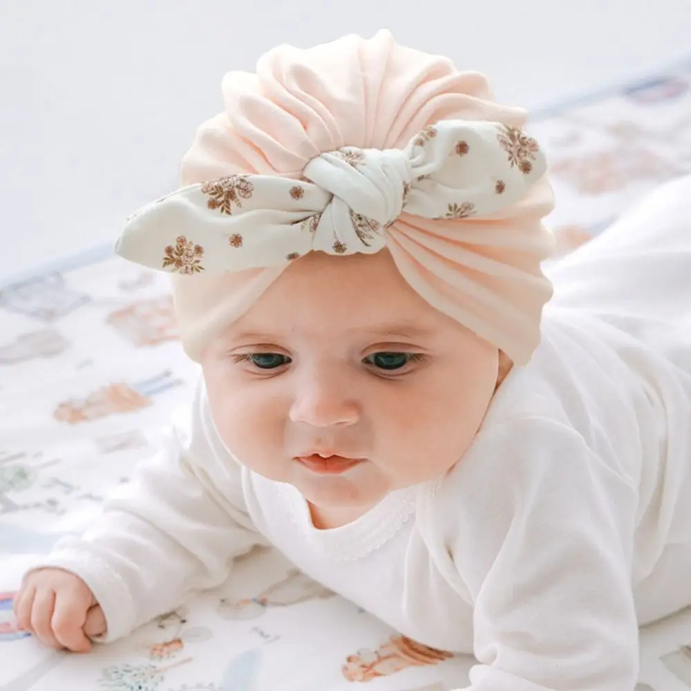 

Keep Warm Cotton Boneless Muslin Hat 0-5 Months Cartoon Baby Fetal Cap Soft Elastic Newborn Turban Hat Autumn