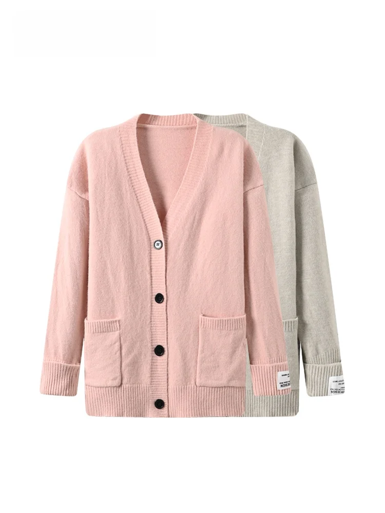 

plus Size Knitwear V-Neck Long Sleeve Women's Autumn Winter Fashionable Slimming Outerwear Korean Style Loose Fit Polyester