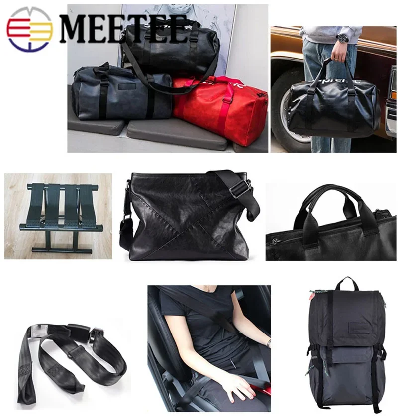 Meetee 5 metros 20/25/32/38/50mm cinta de correas negra de nailon patrón de espiga DIY mochila correa cinturón de seguridad accesorios de costura