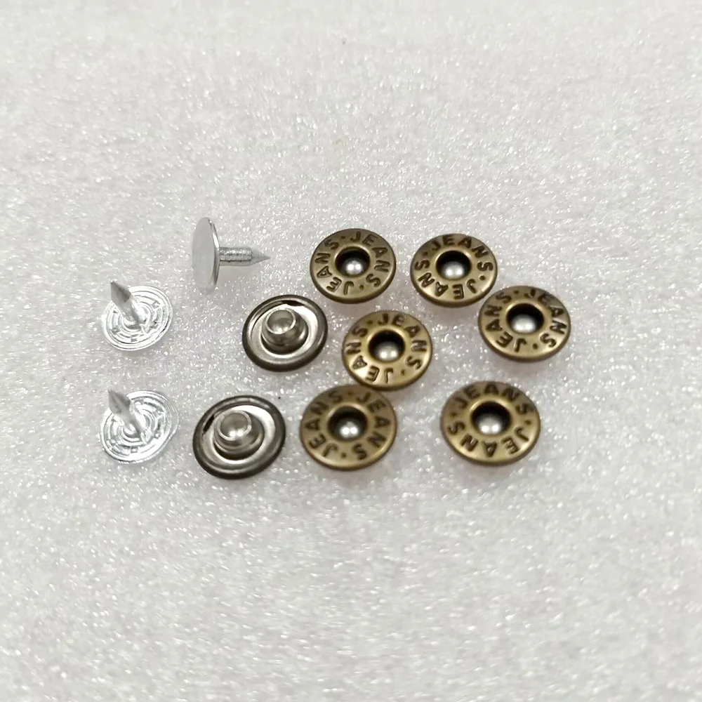 Wholesale 9.5mm 200sets brass  garment jeans rivets with alum nail Antique brass Bronze color and 1 set of tools