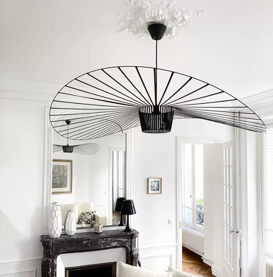 Nordic Minimalist Unique Art INS Decorative Replica French Straw Hat Pendant Light for living room bedroom