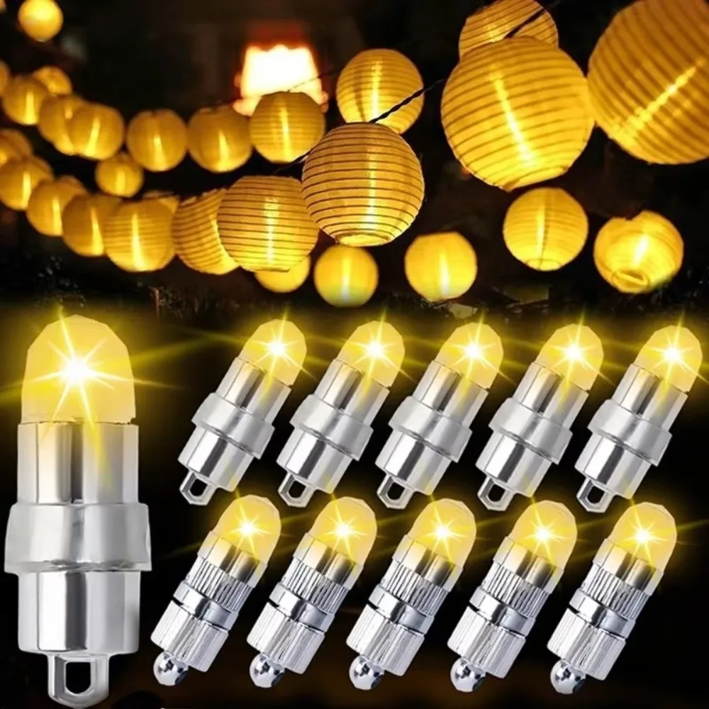 10Pcs Warm White Mini LED Bulb Battery Operated Wedding Party Christmas Decor Waterproof Balloons Light with Hanging Hooks