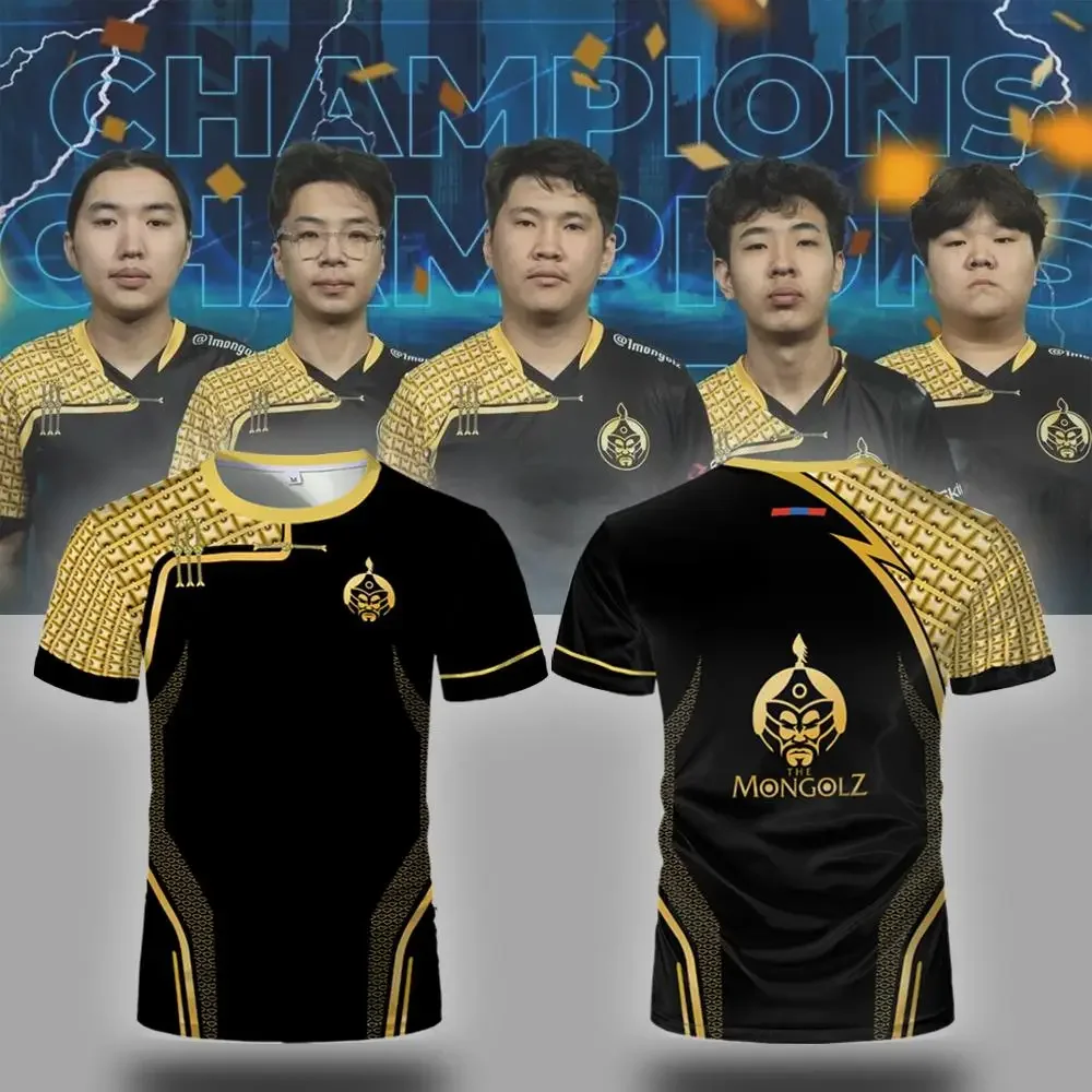 CS2 فريق الرياضات الإلكترونية المنغولز الكلاسيكية فريق موحد CSGO برو الدوري لاعب مخصص التدريب جيرسي الرجال تنفس تي شيرت مطبوع