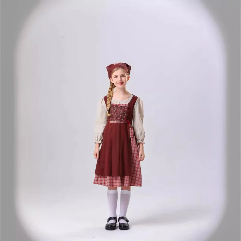 Cosplay Children's Little Match Girl Costume French Pastoral Shepherd Dress Halloween Artistic Retro Stage Play Performance