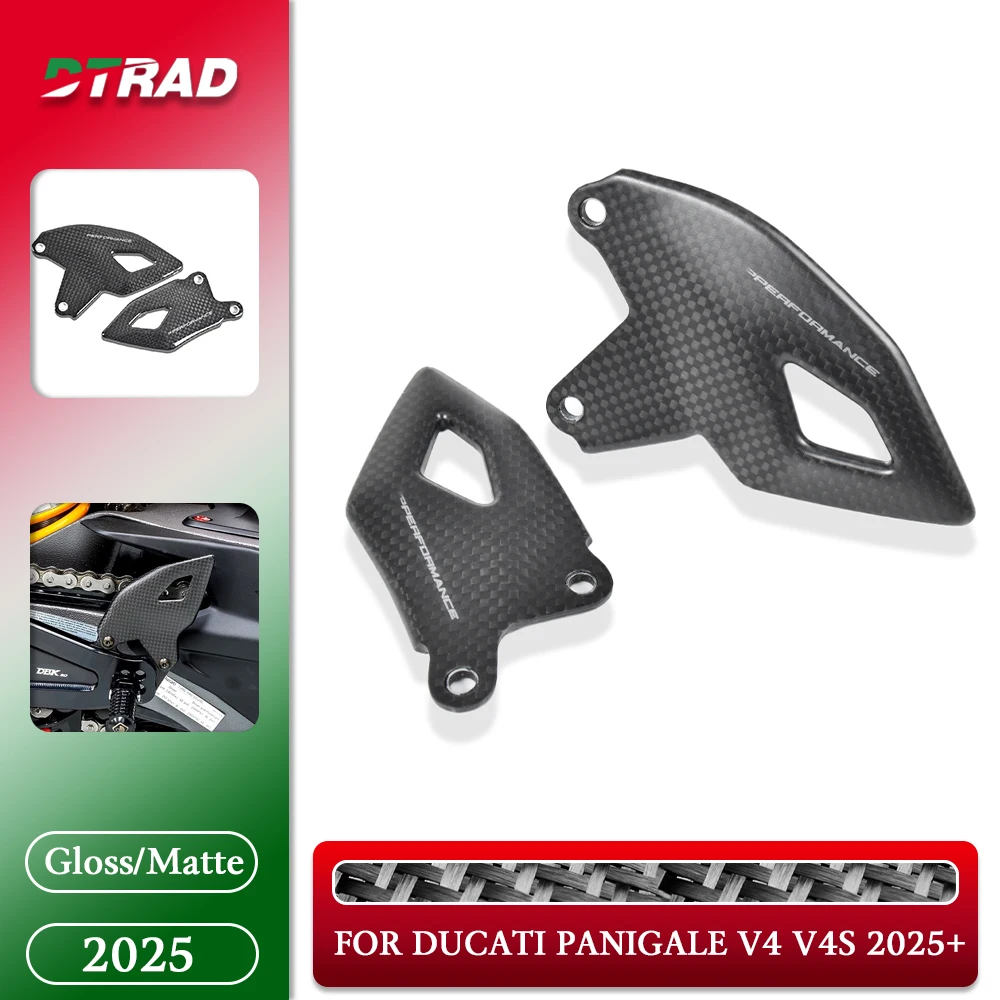 

Real Carbon Fiber Heel Guards Protector Foot Plates For Ducati Panigale V4S V4 2025+ Fairing Motorcycle Accessories with Logo
