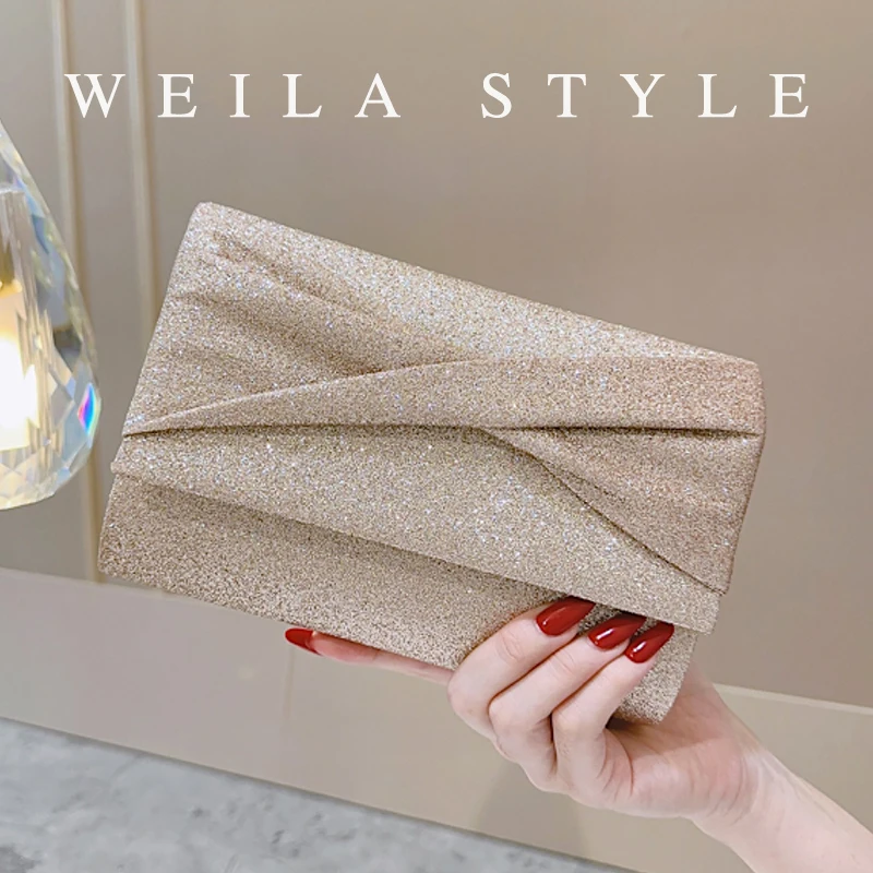 

Завязанный плиссированный клатч на цепочке, элегантный вечерний кошелек в текстурированной тканевой оправе, классическая сумка для ужина знаменитостей