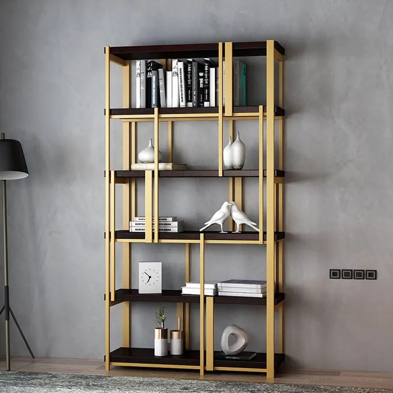 Scaffale Espositivo da Terra Personalizzato in Metallo di Lusso, Stile Nordico Moderno, per Ufficio