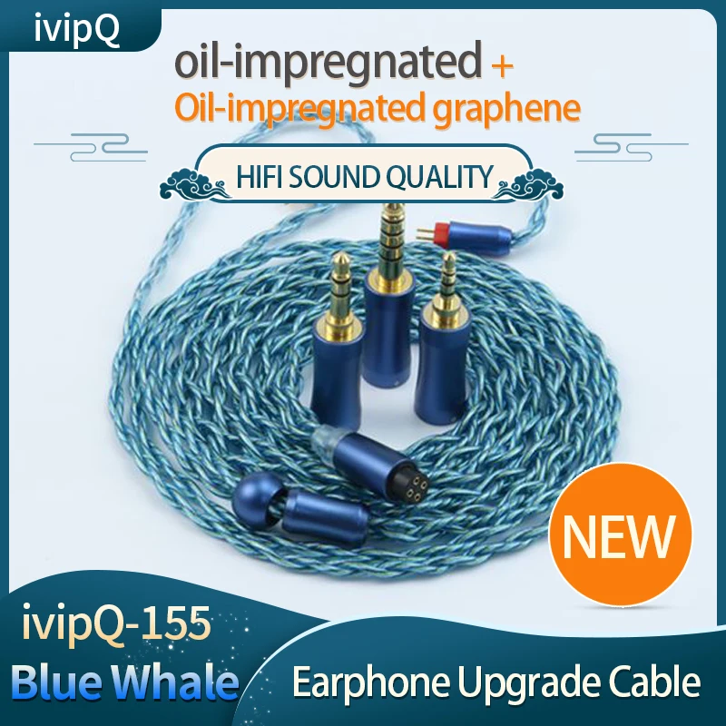 ivipQ 4 Core LITZ Oil Immersed Graphene and OFC HiFi Earphones Cable MMCX/0.78mm 2PIN QDC 3 in 1 Interchangeable Modular Plugs