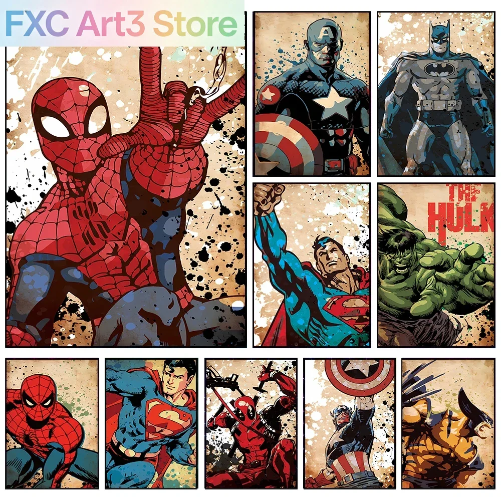 1 toile sans cadre, affiche sur toile HOT Toys Spider Man, décoration héros Marvel, Iron Man, Batman, Hulk, décoration murale moderne pour la maison, cadeau