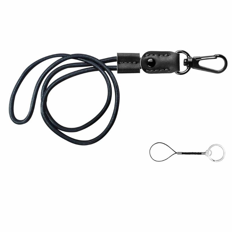 Leather Lanyard with Metal Clip , Long Neck Lanyard Keychain for Key Holder Adjustable Keychain Lanyards