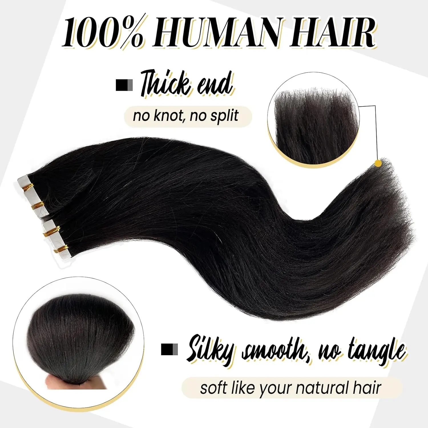 Tape In Hair Extensions Brazylijski ludzki włos Prawdziwe ludzkie włosy Naturalna taśma w doczepach z ludzkich włosów Kobiety Czarne włosy 20 sztuk 50G