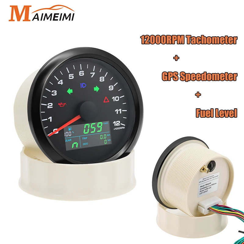 Universal 85mm GPS Speedometer Tachometer Fuel Level Gauge Voltmeter Speed Meter For 12V 24V Car Boat Marine Motorcycle Yacht