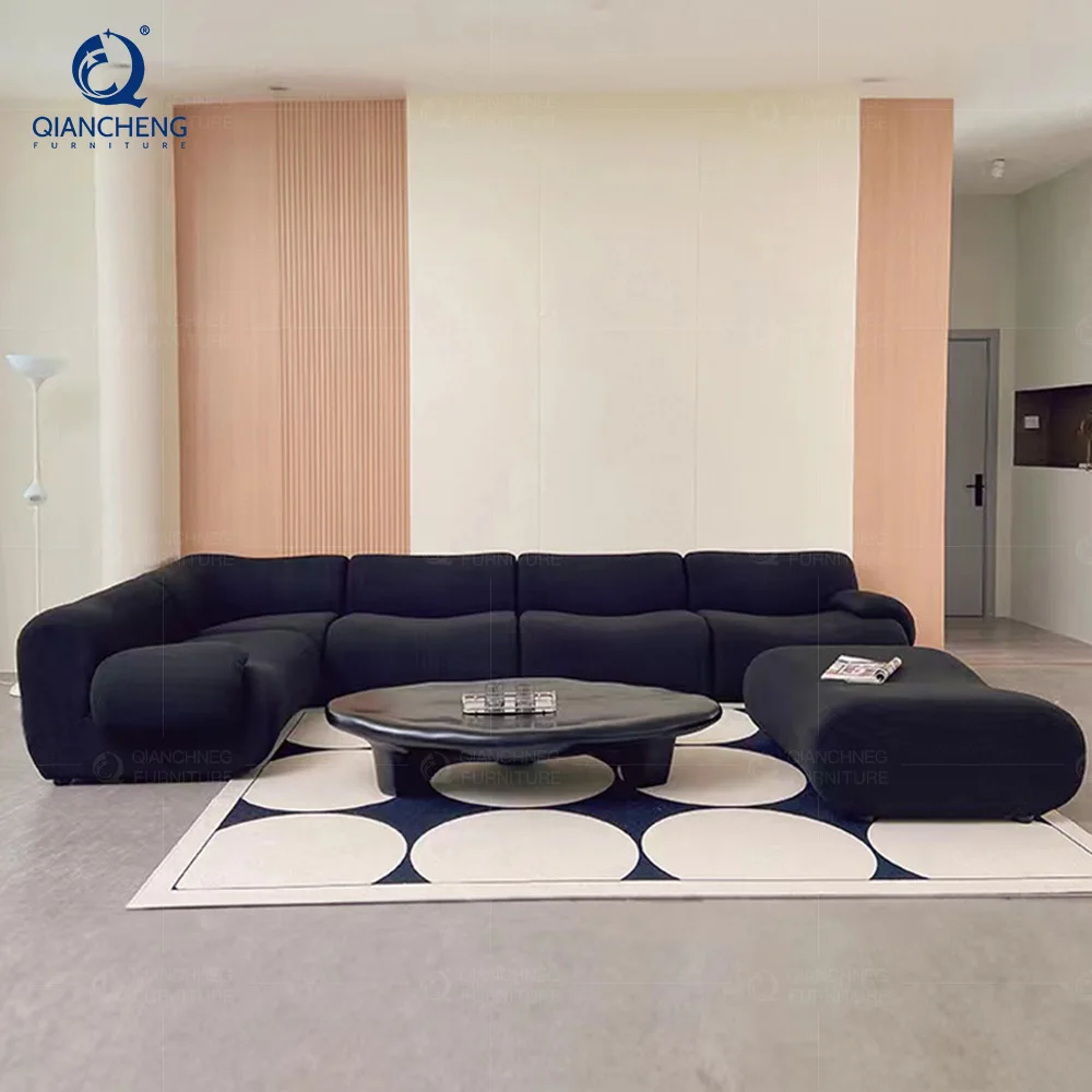 

Compression sofa series, modern simple tofu block corduroy straight row waffle living room sofa