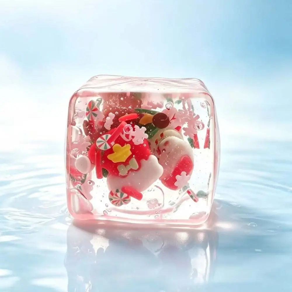 Christmas Theme Christmas Ice Cube Squishy Transparent Slow Rebound Ice Cube Fidget Soft TPR Square Maltose Fidget Gifts
