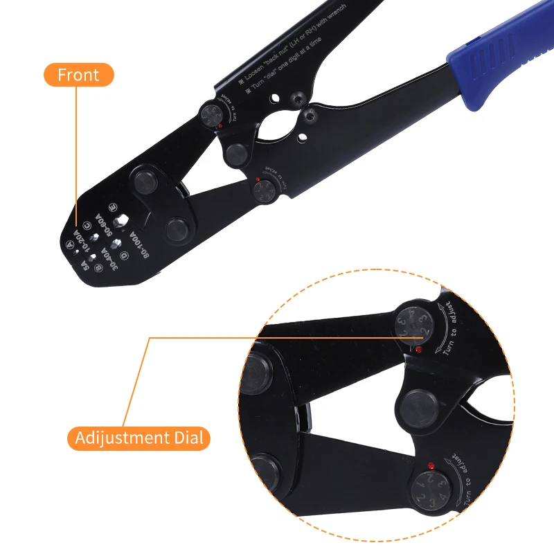 Crimping Tools Crimp & Cut for Battery Lugs and Open Barrel Crimping Tool Cylinder Plugs Work with Wire 4-30 mm2