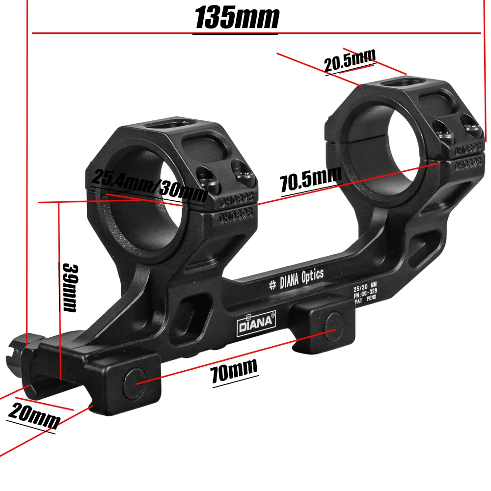 DIANA Zielfernrohrhalterung für 30/25,4mm Optisches Visier GE Halterung 1.54 1.93 Halterung für 20mm Schiene – Detail 2