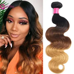 Human Hair Bundles 12-26 Inches Ombre Brazilian Virgin Body Wave Hair Weave Extension Bundles 100% Unprocessed  100g/PC  ﻿