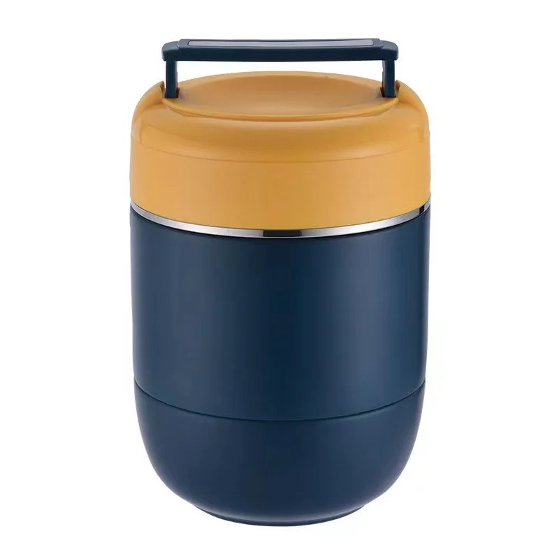 

Stainless Steel Heat Preservation Round Flask Lid With Handle Box Warmer Vacuum Thermos Lunch Box