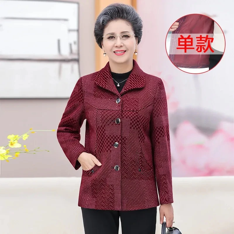 Xiaoxiangfeng-Chaqueta holgada de manga larga para mujer mayor, traje de mamá a la moda, Tops, abrigo, atuendo de primavera, chaqueta de ocio