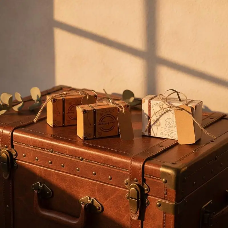 Jewelry Making Tools 10Pcs Mini Travel Suitcase Paper Gift Box Candy Chocolate Favor Small Trinket Packaging Wedding Birthday