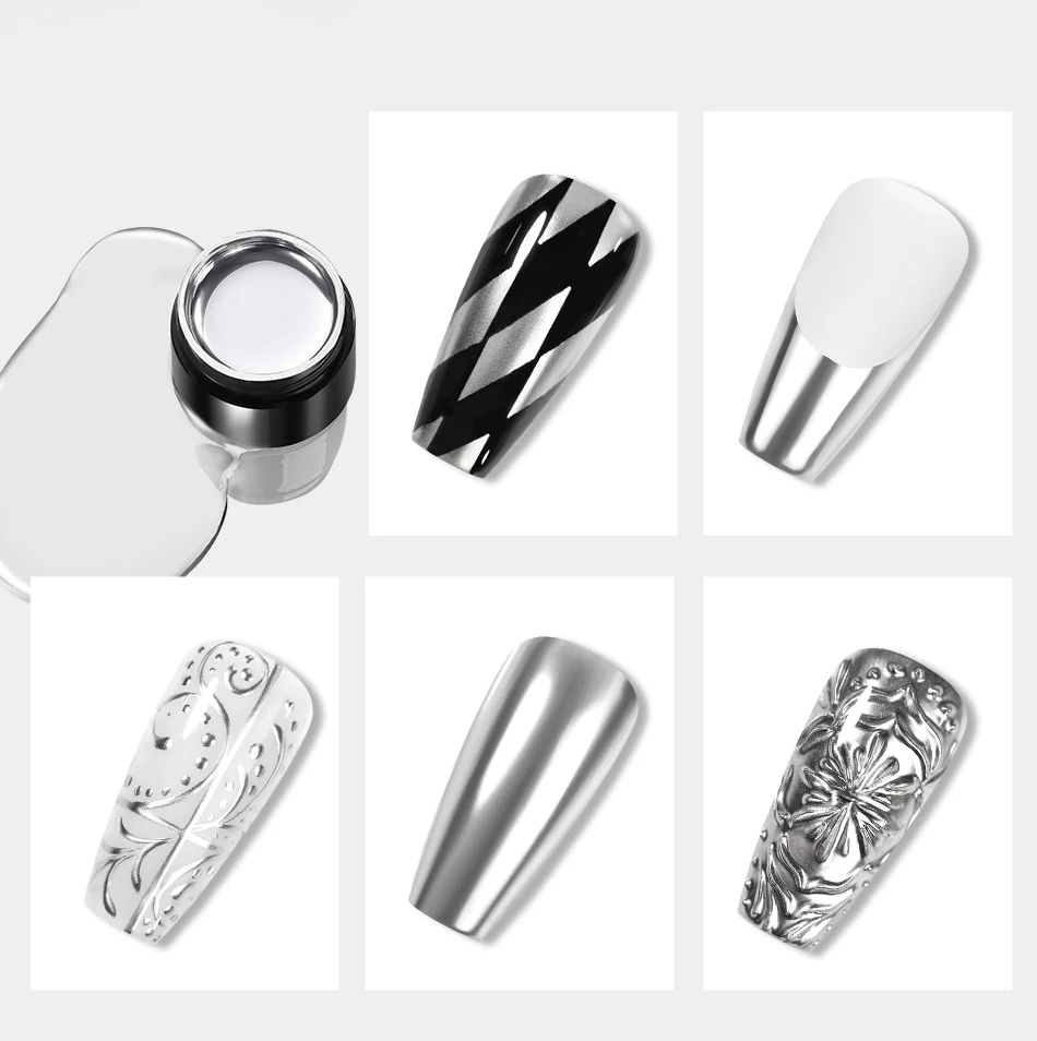 BORN PRETTY 5 ml Metallic-Malerei-Gel-Nagellack, starke Silber-Effektion, Nagelkunst, Soak Off Gel-Nagellack, silbernes Spiegel-Gel – Detail 7