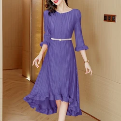 Folded Dress Irregular French Dress 2024 Spring/Summer New Fat mm Elegant and Advanced Feeling Age Reducing Cake Dress