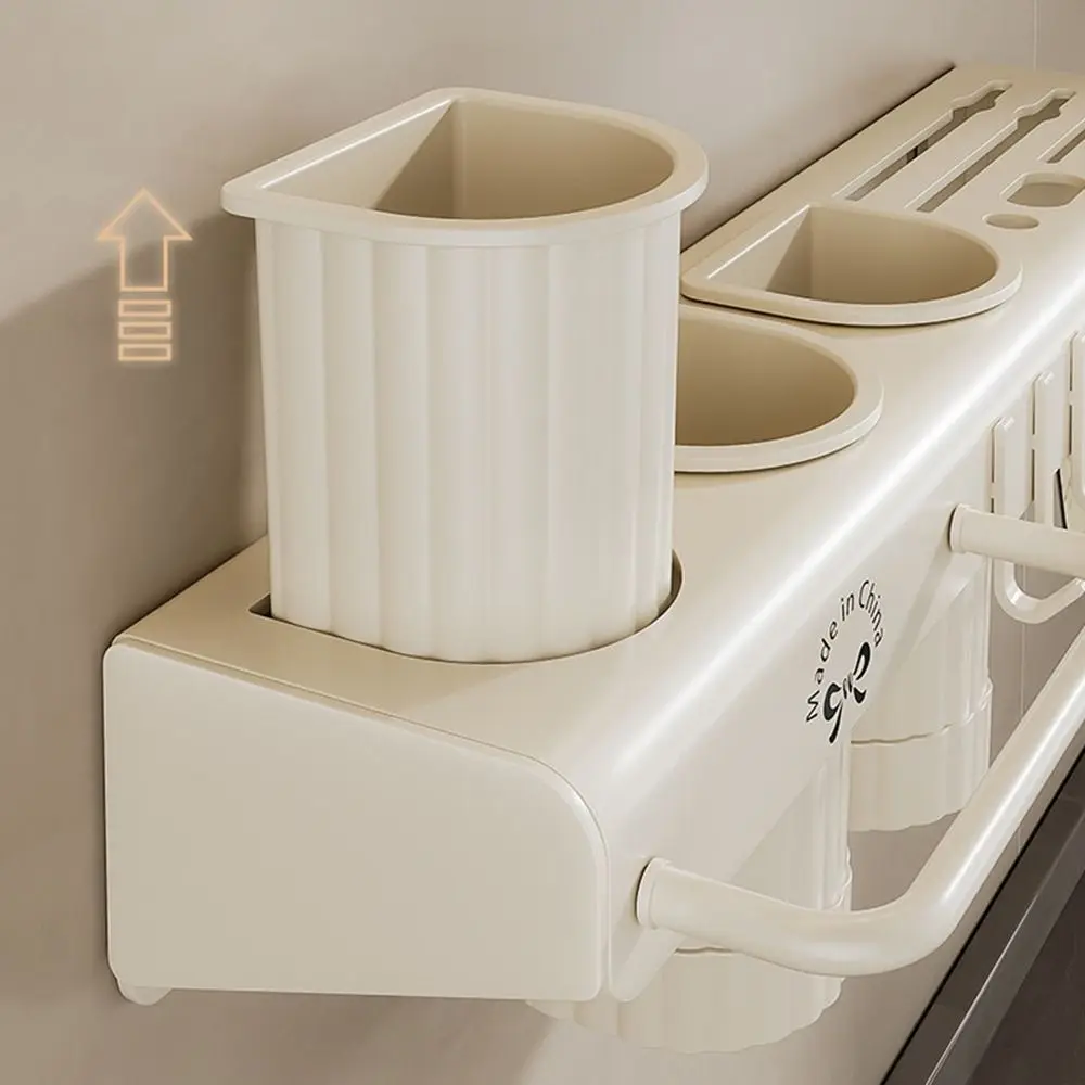 

Carbon Steel Kitchen Storage Shelf Wall Mounted Detachable Chopstick Holder Large Capacity with Bracket Hook