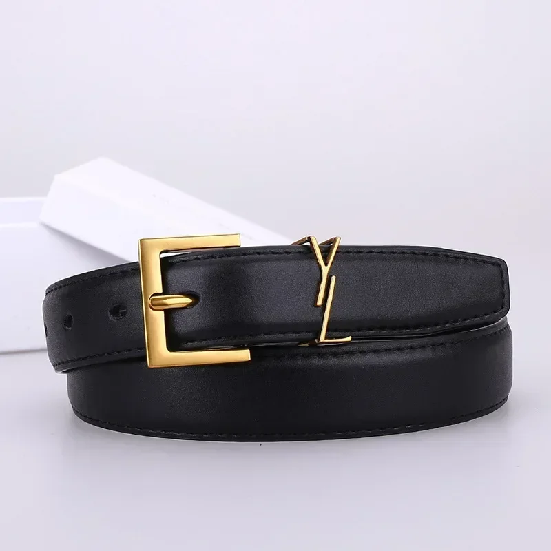 

2024 Women's Leather Belt, Golden Needle Buckle, Best Match for Jeans, Fashion Designer Luxury Womens Luxury Designer Clothes