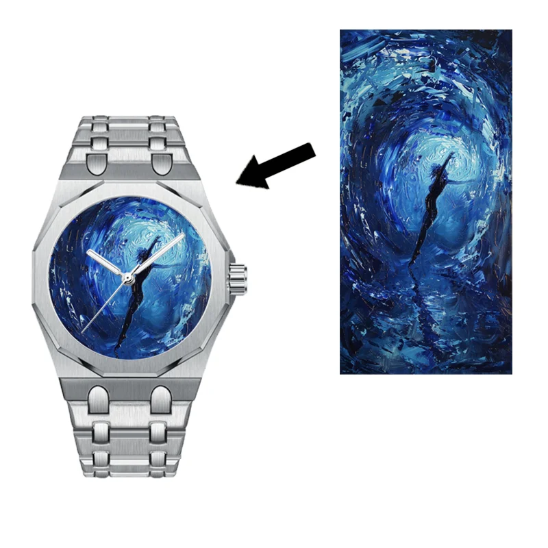 Luxury Custom Men's Quartz Watch Octagonal Silver Timepiece with Personalised Photo 30M Water Resistant Festive Gift for Him view 4
