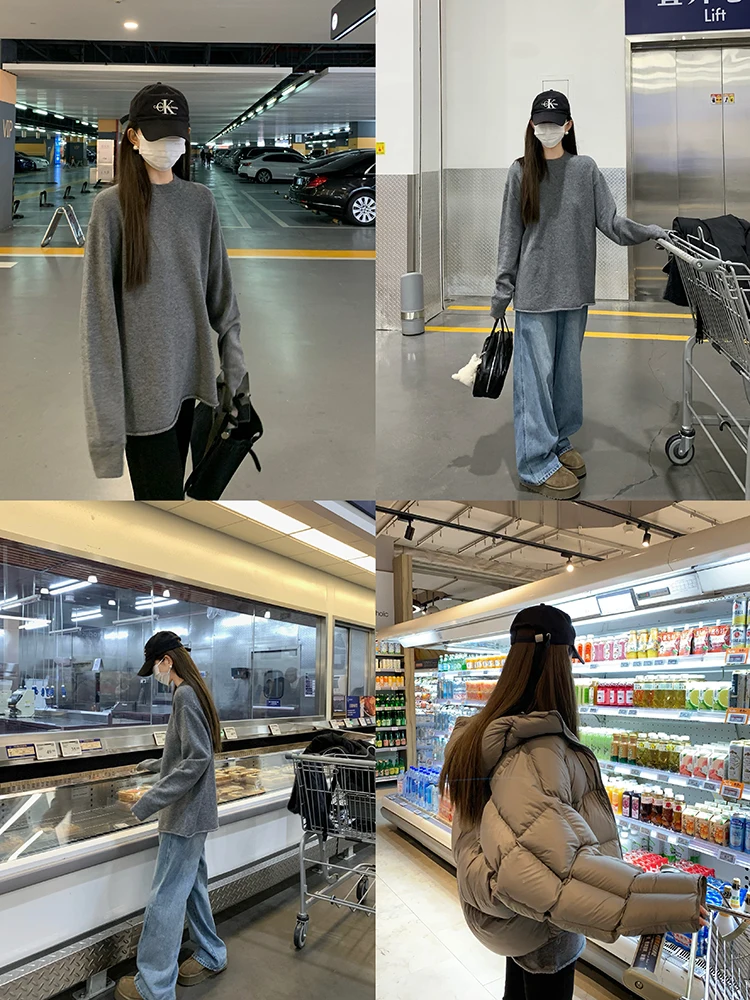 

Comfortable Camere Sweater Row Wind Curling Mid-Length Knitwear Inner Wear for Young Women Commute Sle Pure Color