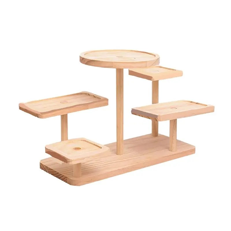 A21Q -Display Riser Desktop Cabinet Organizer Wood Display Stand Shelf For Collection Flower Pot Dessert Cupcake Party