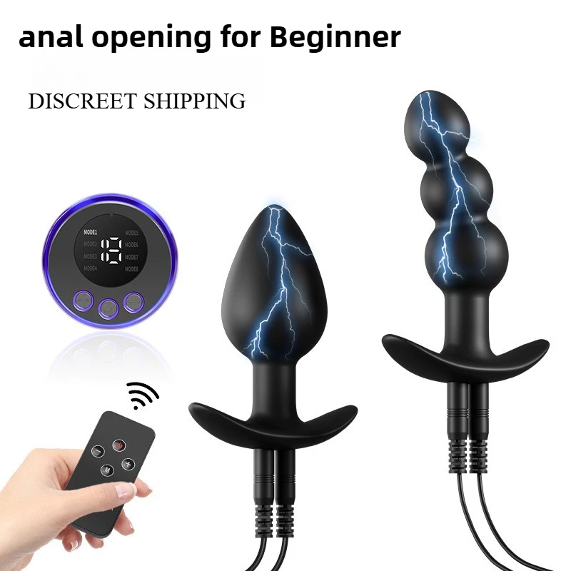 Control remoto descarga eléctrica tapón anal de silicona dilatador anal masaje de próstata masturbación SM juguetes sexuales penetración anal
