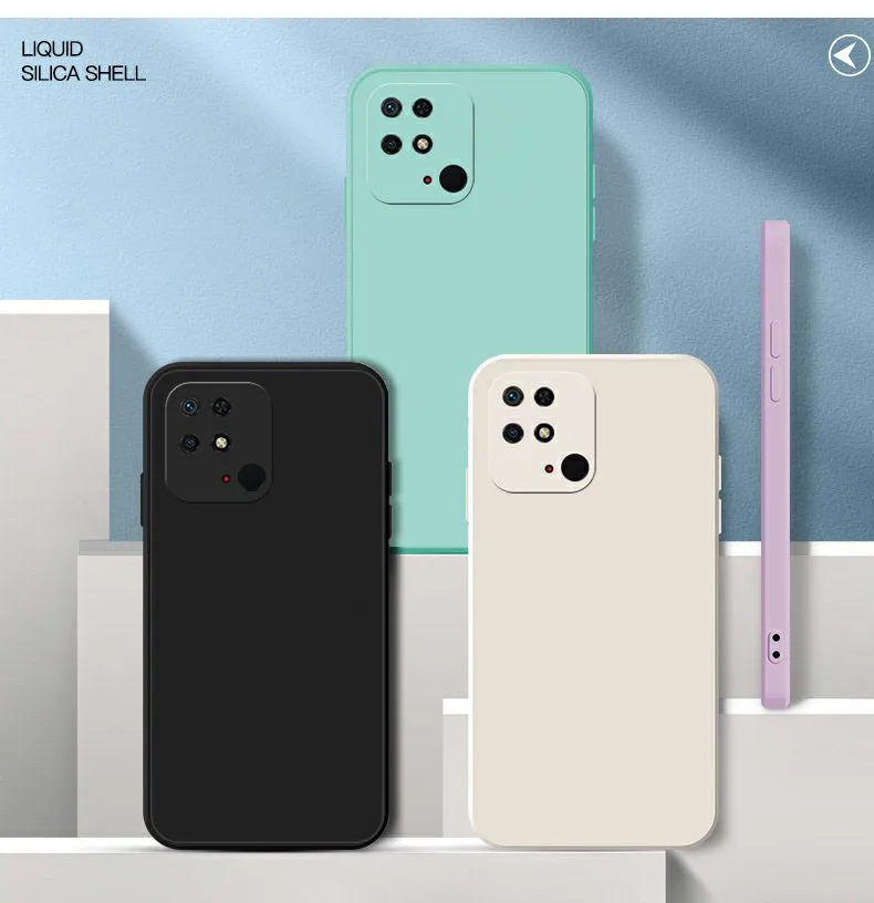 Quadratische Flüssigsilikonhülle für Xiaomi Redmi 10A 10C 9A 9C 11A 12C 13C 14C Kameraschutzhülle