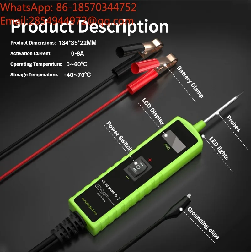 P60 Voltage Detector 6-30V Automotive Power Supply Circuit Diagnostic Diode Detector