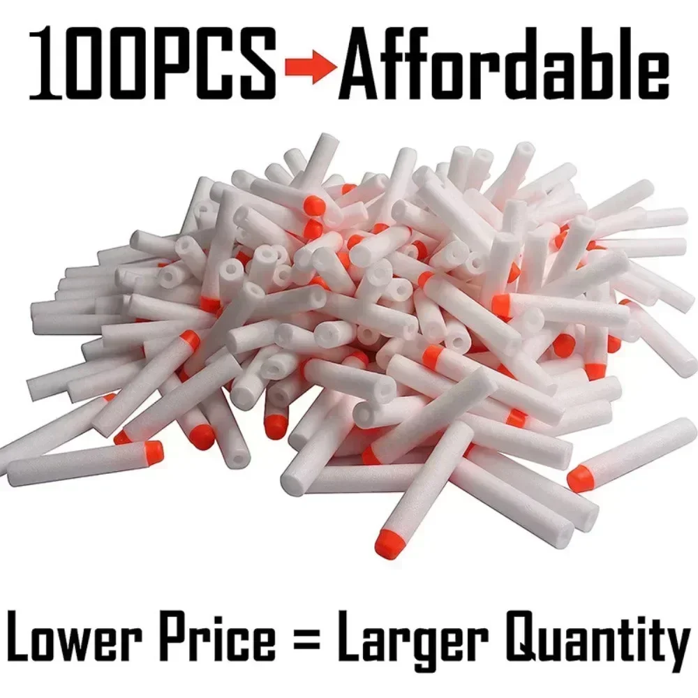 

100Pcs 7.2cm White Luminous EVA Soft Bullets, Hollow Hole Head Refill Darts, Compatible with Toy Blaster Gun Accessories 100Pcs