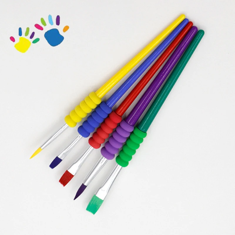 5pcs/set Children's Nylon Watercolor Paintbrush Acrylic Oil Painting Brush For Kids Art Learning Graffiti DIY Supplies