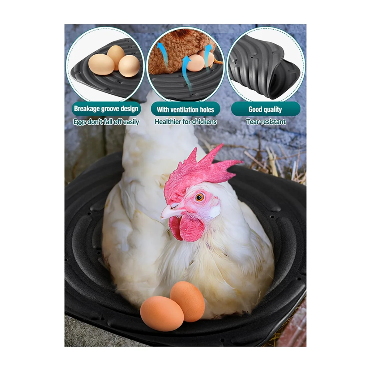 N38R_8 Pack Chicken Nesting Pads for Laying Eggs, Nesting Box Liners,Black