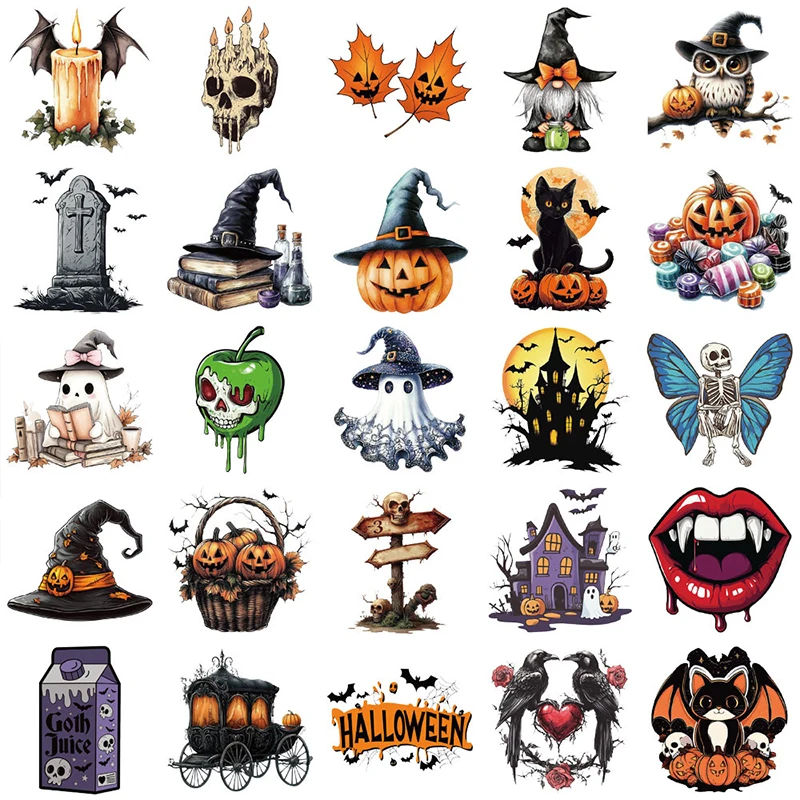 

50PCS Creative Halloween Pumpkin Skull Ghost Graffiti Sticker Festival Dressing UP Phone Cases Water Bottle Helmet Decal KidsToy