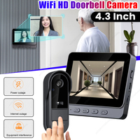 2.4G WiFi Wireless Visual Doorbell 4.3 Inch IPS Screen Eye Peephole Camera Waterproof Video Intercom Door Camera for Home Safety