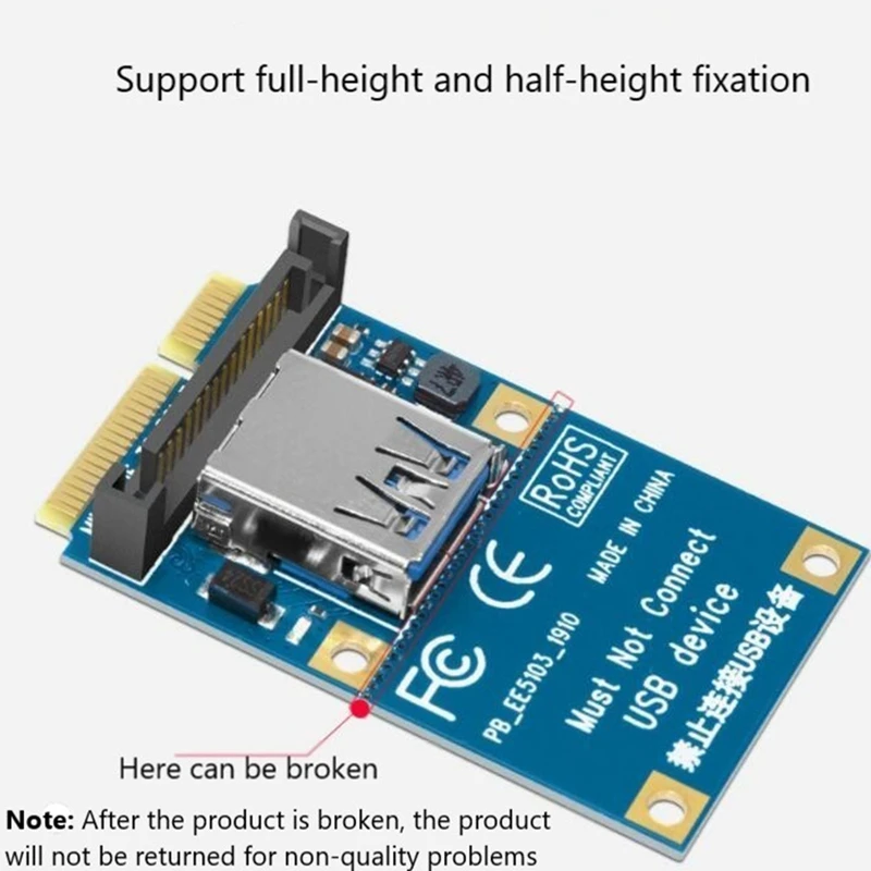 Mini PCIE To PCI-E X1 Expansion Card PCI-E Riser Card SATA Power Connector USB3.0 Cable PCIE Extender