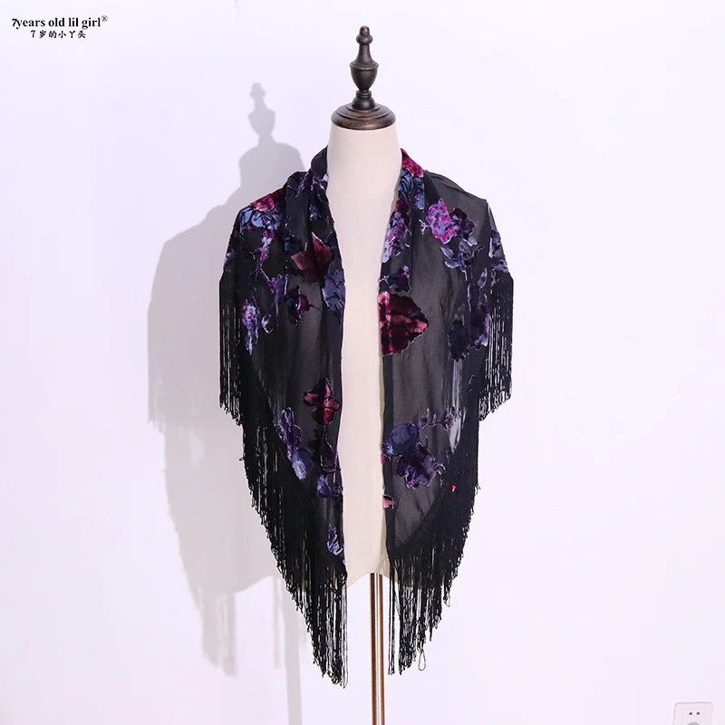 Danza Flamenco ahueca hacia fuera la perspective tridimensionnelle Jacquard chal de terciopelo verdadero entrepierna TwielBK402
