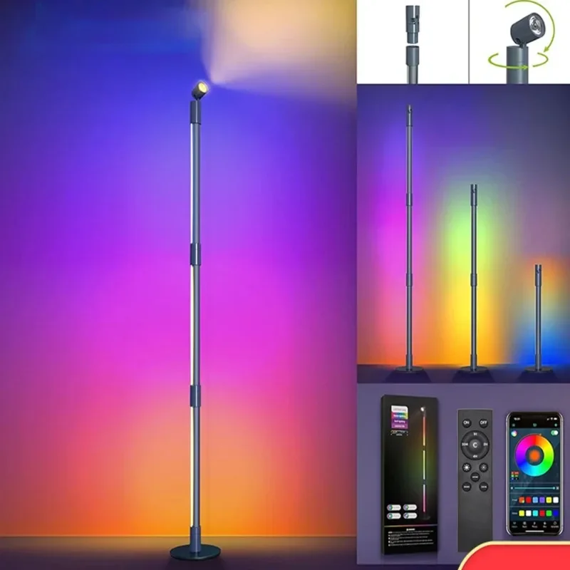 New RGB12V LED Floor Lamp Ambience Dimmable Corner Floor Lamp Bedroom Lighting Atmosphere Decorative Night Light