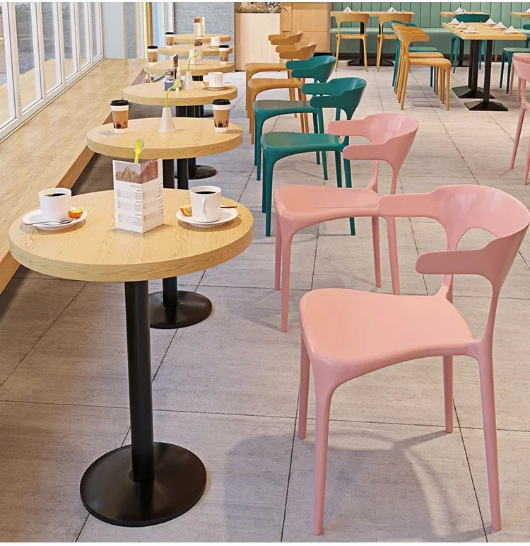

l # Commercial Restaurant Furniture Set Customize Color Dining Cafe Plastic Chair Modern Solid Wooden Sofa Seat