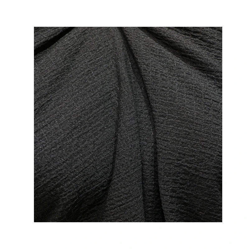 Retro Cotton Linen Fabric Black Double-sided Pleated Dress Scarf DIY Clothing Designer Cloth Sewing Material By The Meter