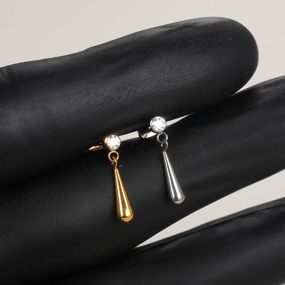 1pc tytanowa podwójna cyrkonia – Body Jewelry Earrings recenzja i cena