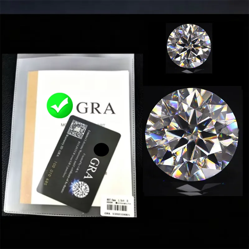 Moissanite Stone Round Cut D Color VVS1 Lab Grown Gemstone for DIY Jewelry Making Materials Pass Diamond Tester