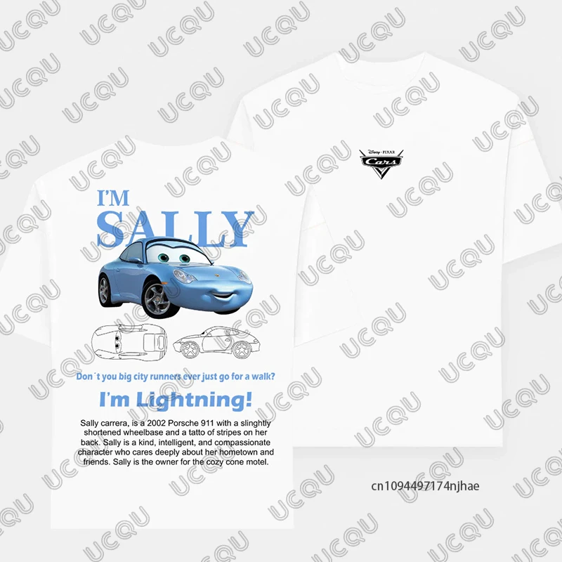 البرق ماكوين وسالي طباعة زوجين تي شيرت سالي وماكوين صيف جديد الرجال النساء القطن قصير الأكمام تيز الأمومة القمم